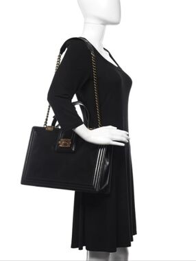 Authentic CHANEL Boy Bag - Black Leather